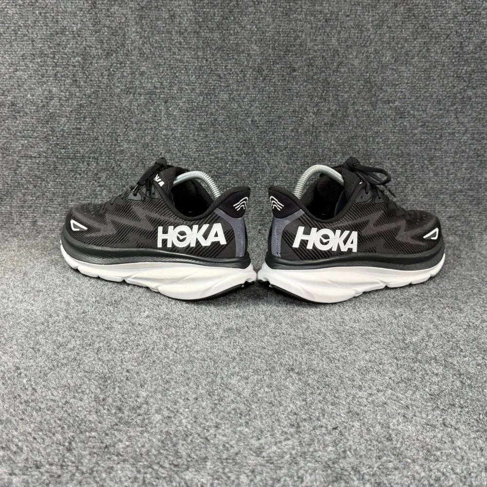 Hoka Clifton 9 Running Shoes Men's 11 Black White Athletic Run Training Sneakers